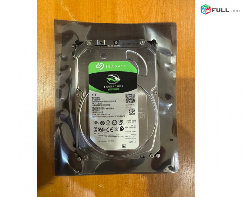 HDD 4TB Seagate BarraCuda 4 ТБ, SATA III, 256 Mb, 5400 rpm (ST4000DM004) Жесткий диск 3.5" կոշտ սկավառակ