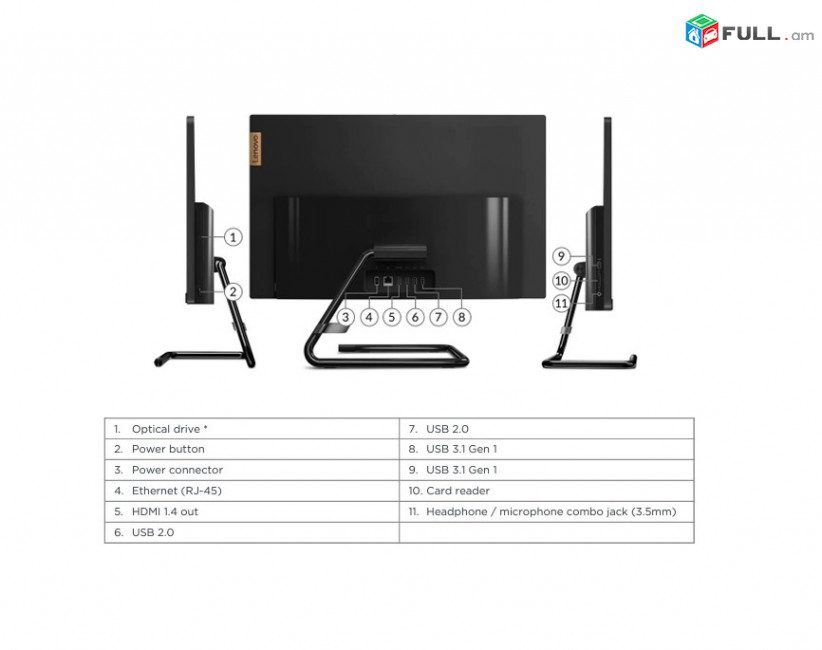 Մոնոբլոկ Lenovo IdeaCentre AIO 3 24IIL5 / Intel Core i5-1035G4 1.1 ГГц, RAM 8 ГБ, SSD 256 ГБ / Моноблок