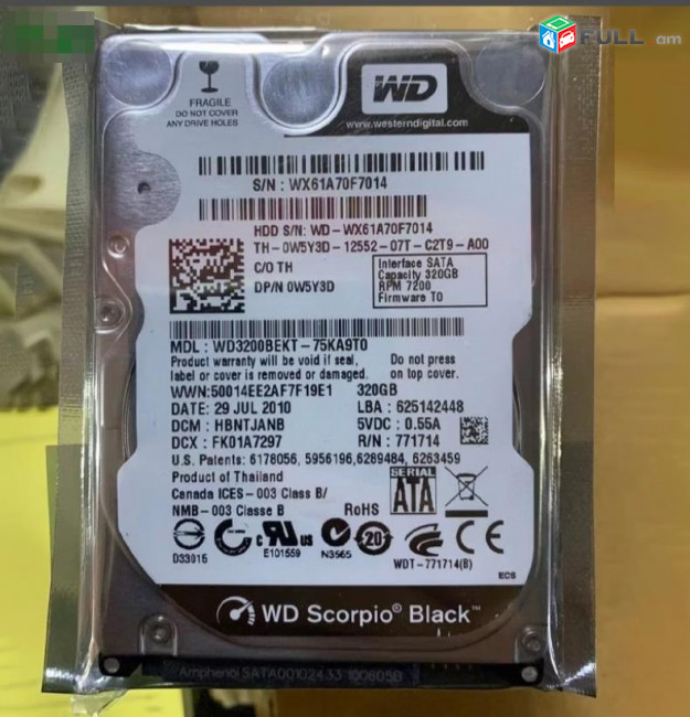 WD Black 320GB WD3200BEKT 7200rpm 16MB cache 2.5" for notebook game Western Digital Scorpio SATA