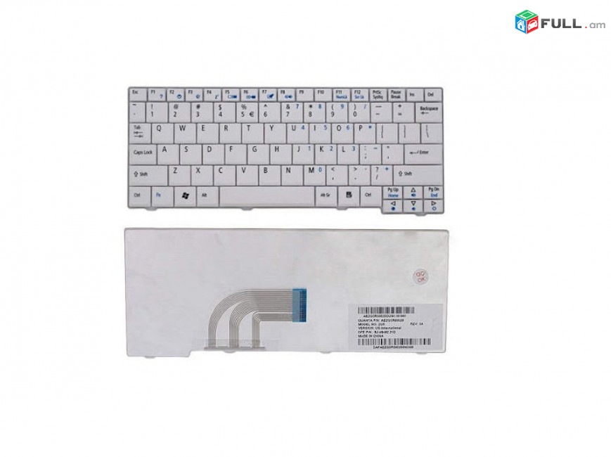 Aspire One ZG5 Ստեղնաշար A110, A150, D150, D250, AOD250, 571 n սպիտակ Keyboard white