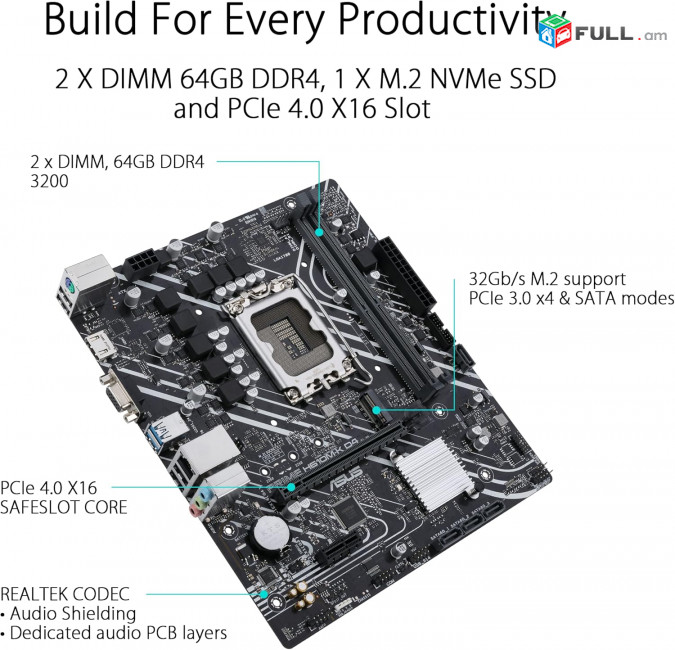 Կոմպլեկտ - սուպեր գին - CORE i7 12700 4,9Ghz 25mb + MB ASUS Prime H610M-K D4+32GB RAM DDR4+Cooler