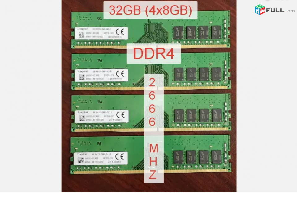 Kingston 32GB (4x8GB) 288 Pin DDR4 Desktop Memory RAM 2666 MHz հիշողություն ռամ ոզու Оперативная память