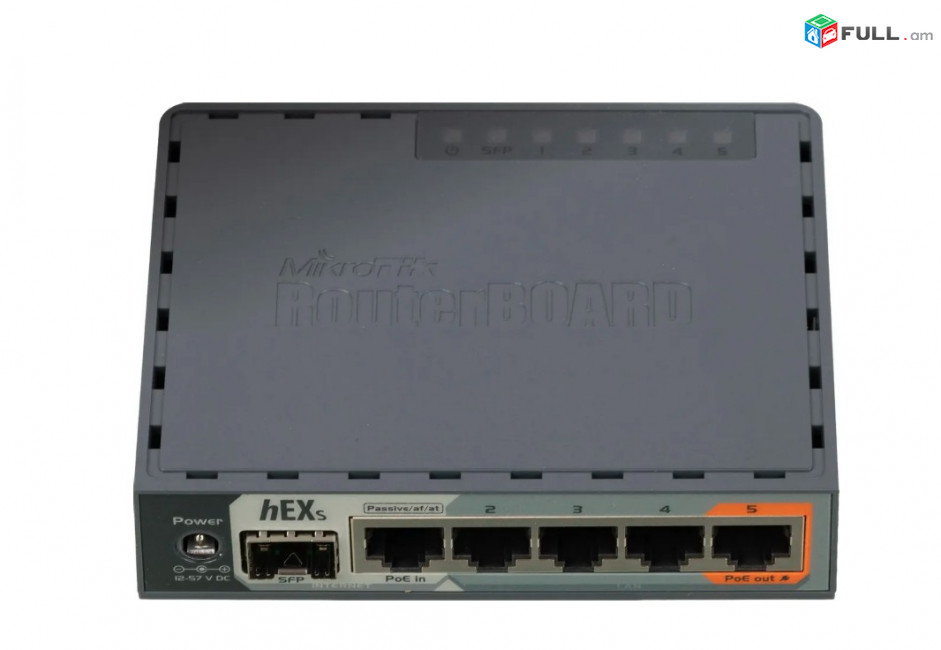 Сетевой коммутатор, MikroTik hEX S (RB760iGS) 4P + SFP Ports - 1, 10/100/1000Mbp, 12-57 V