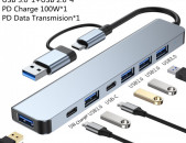 7 in 1 USB C Hub USB 3.0 Type C Splitter Multiport Dock Adapter USB Expander for MacBook iPad Xiaomi Phone Tab