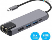 Type-C to HDTV 5 in 1 Adapter (LAN + Type-C, USB 3.0 * 2 + HDTV