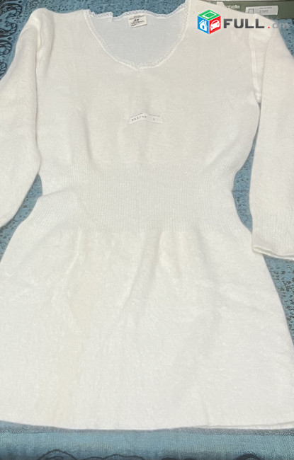 Medina բարձրակարգ բրենդի կանացի շապիկ մաքուր անգորայից անգորա մեծ չափս L նոր, տուփով երկադաթև երկար սվիտր գիշերացգեստ նուրբ գործվածք 