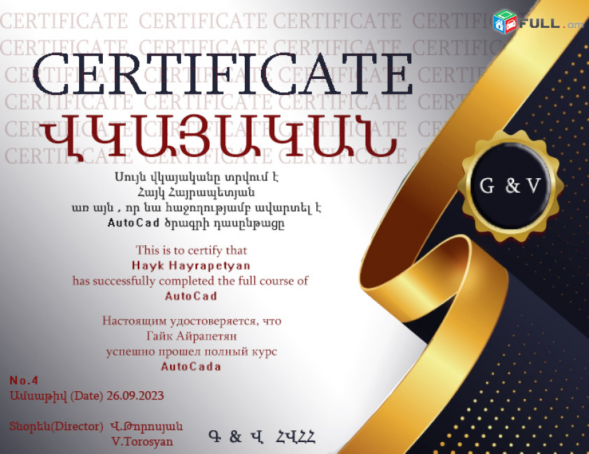 Autocad 2d 3d, Archicad, Revit, 3d max, photoshop (Ֆոտոշոպ), lumion Օֆլայն և օնլայն տարբերակով դասավադում եմ
