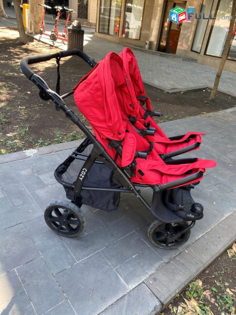 Детская коляска для двойни Cozy DUO (прогулочный блок, Red)